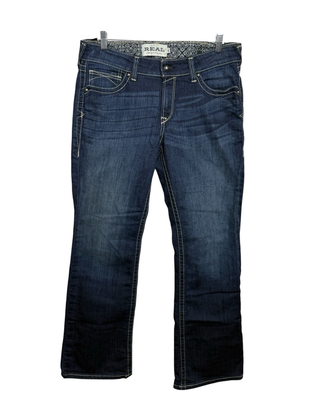 Ariat REAL Riding Jeans 32R Bootcut Mid Rise Stretch Denim Western Spitfire EUC